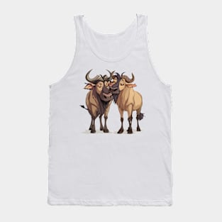 Valentine Cartoon Wildebeest Couple Tank Top